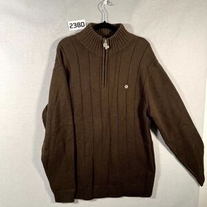 Southpole Sweater Mens‎ Medium Brown Tight Knit Ribbed Mock Neck Quarter Zip